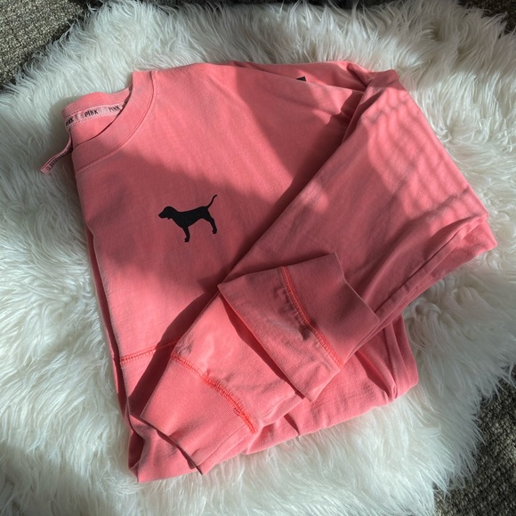 VS Pink! Logo Varsity Crew Long-Sleeve Pullover - Picture 6 of 6